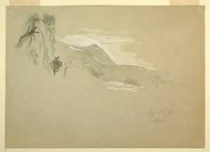 Rysunek, Krajobraz w pobliżu Huino, Meksyk, 8 stycznia 1885 r. autorstwa Frederic Edwin Church