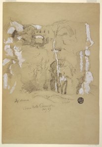 Rysunek, Krajobraz w pobliżu łaźni Karakalli, Rzym, luty 1869 r. autorstwa Frederic Edwin Church