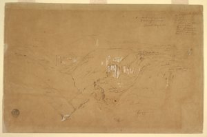 Rysunek, Krajobraz z górą Purese, Kolumbia, 6 sierpnia 1853 r. autorstwa Frederic Edwin Church