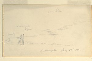 Rysunek, Krajobraz z wiatrakiem, 29 lipca 1858 r. autorstwa Frederic Edwin Church