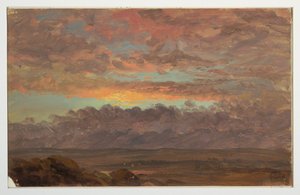 Rysunek, Patrząc przez dolinę Hudson, Nowy Jork, ok. 1867 r. autorstwa Frederic Edwin Church