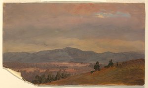 Rysunek, patrząc w stronę odległych wzgórz, dolina Hudson, Nowy Jork, 1870-80 autorstwa Frederic Edwin Church