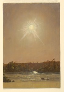 Rysunek, Maine, zachód słońca, 1855-65 autorstwa Frederic Edwin Church