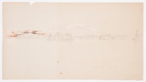 Rysunek, jezioro Millinocket, widok na górę Katahdin, wrzesień 1878 r. autorstwa Frederic Edwin Church