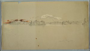 Rysunek, jezioro Millinocket, widok na górę Katahdin, wrzesień 1878 r. autorstwa Frederic Edwin Church