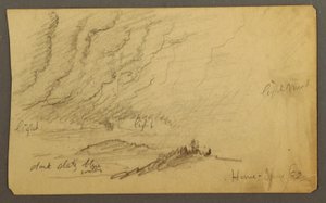Rysunek, Mgła nad rzeką i wzgórzami, czerwiec 1882 r. autorstwa Frederic Edwin Church