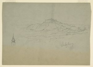 Rysunek, Motyw miasta w górzystym kraju, 1868 r. autorstwa Frederic Edwin Church