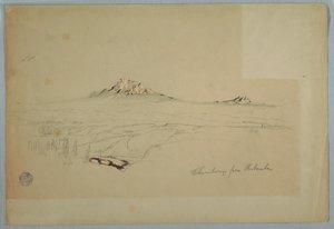 Rysunek, Góra Chimborazo, widok z Riobamby, Ekwador, lipiec 1857 r. autorstwa Frederic Edwin Church