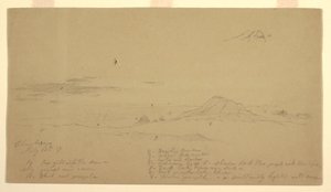 Rysunek przedstawiający górę Chimborazo o zachodzie słońca, 1857 r. autorstwa Frederic Edwin Church