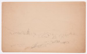 Rysunek "Mount Katahdin from the West" [Patrząc na zachód w kierunku Mount Katahdin], sierpień 1852 r. autorstwa Frederic Edwin Church