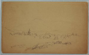 Rysunek "Mount Katahdin from the West" [Patrząc na zachód w kierunku Mount Katahdin], sierpień 1852 r. autorstwa Frederic Edwin Church