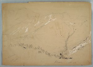 Rysunek przedstawiający górę Katahdin od strony południowej, sierpień 1852 r. autorstwa Frederic Edwin Church