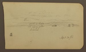 Rysunek, Krajobraz górski, postać; Verso: Krajobraz, 30 kwietnia 1885 r. autorstwa Frederic Edwin Church