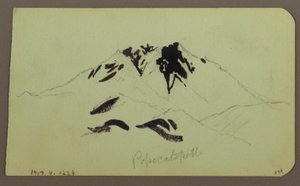 Rysunek, krajobraz górski, Taluca, rysunek; Verso: Popocatapetl, 1883 r. autorstwa Frederic Edwin Church