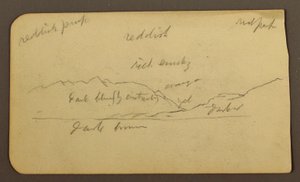 Rysunek, Krajobraz górski; Verso: Napisy, 1885 r. autorstwa Frederic Edwin Church