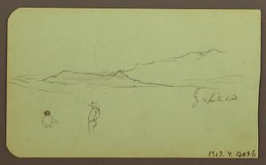 Rysunek, Pejzaż górski; Verso: Pejzaż górski, postać, 1883 autorstwa Frederic Edwin Church