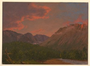Rysunek, Krajobraz górski o zachodzie słońca, 1865 autorstwa Frederic Edwin Church