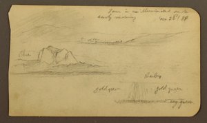 Rysunek, górskie krajobrazy; Verso: zbocze góry, Tocatecas, 22 grudnia 1884 r. autorstwa Frederic Edwin Church