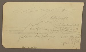 Rysunek, Szczyt górski; Verso: Rugged Range, 1 maja 1885 r. autorstwa Frederic Edwin Church