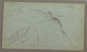 Rysunek, Szczyty górskie, prawdopodobnie lipiec 1868 r. autorstwa Frederic Edwin Church
