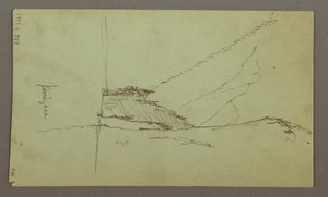 Rysunek, szczyty górskie, rzeka, lipiec 1868 r. autorstwa Frederic Edwin Church