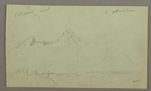Rysunek, Szczyty górskie, prawdopodobnie 1868 r. autorstwa Frederic Edwin Church