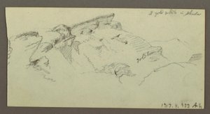 Rysunek, Szczyty górskie, prawdopodobnie 1868 r. autorstwa Frederic Edwin Church