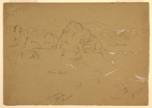 Rysunek, góra, Wady el-Arabah, 23 lutego 1868 r. autorstwa Frederic Edwin Church