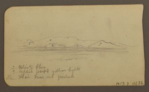 Rysunek, Góry; Verso: Foothills amp; Pasmo górskie, 21 grudnia 1885 r. autorstwa Frederic Edwin Church