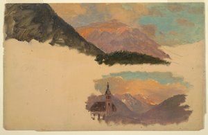 Rysunek, Góry w pobliżu Berchtesgaden, Bawaria, czerwiec 1868 r. autorstwa Frederic Edwin Church