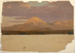 Rysunek przedstawiający górę Katahdin z jeziora Katahdin, 1878 r. autorstwa Frederic Edwin Church