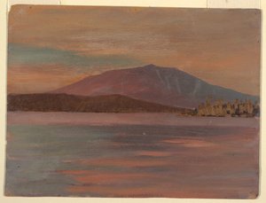 Rysunek, Mt. Katahdin z Togue Pond, 1877 r. autorstwa Frederic Edwin Church