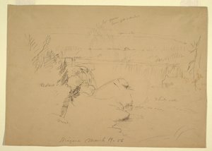 Rysunek, Wodospad Niagara, widok z Koziej Wyspy, 19 marca 1856 r. autorstwa Frederic Edwin Church