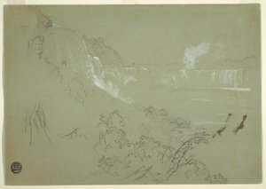 Rysunek wodospadu Niagara z podstawy Prospect Point, 1856 lub 1858 r. autorstwa Frederic Edwin Church