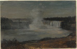 Rysunek, wodospad Niagara w wieczornym świetle, wrzesień 1856 r. autorstwa Frederic Edwin Church