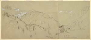 Rysunek, widok panoramiczny z Bel Arp, 1868 r. autorstwa Frederic Edwin Church