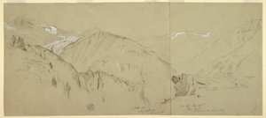 Rysunek, widok panoramiczny z Bel Arp, 1868 r. autorstwa Frederic Edwin Church