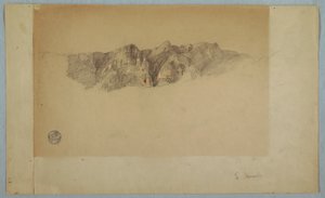 Rysunek przedstawiający część pasma górskiego, prawdopodobnie Ekwador lub Kolumbia, 1853 lub 1857 r. autorstwa Frederic Edwin Church