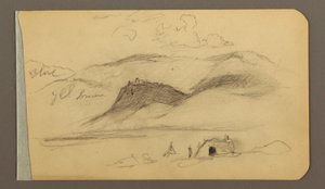 Rysunek, równina, wzgórze, miasto; Verso: pasmo górskie, 1889 r. autorstwa Frederic Edwin Church