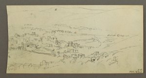 Rysunek, basen i budynki, prawdopodobnie 1868 r. autorstwa Frederic Edwin Church