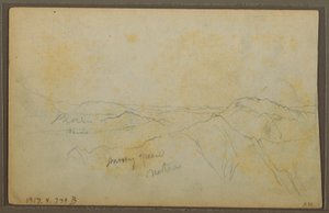 Rysunek, Popayan, Kolumbia; Verso: Krajobraz górski, Kolumbia, 9 sierpnia 1853 r. autorstwa Frederic Edwin Church