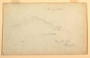 Rysunek, wulkan Purese widziany z Popayan, Kolumbia, 9 sierpnia 1853 r. autorstwa Frederic Edwin Church