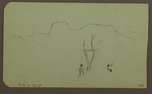 Rysunek, Ściana skalna, pilaster; Verso: Krajobraz górski, postacie, 1883 autorstwa Frederic Edwin Church