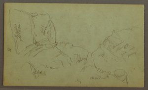 Rysunek, Rocky Mountaintops, prawdopodobnie 1868 r. autorstwa Frederic Edwin Church