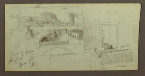 Rysunek, dachy z widokiem na morze, drzwi domu, 7 marca 1868 r. autorstwa Frederic Edwin Church