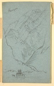 Rysunek, brzeg jeziora Konigssee, B, lipiec 1868 r. autorstwa Frederic Edwin Church