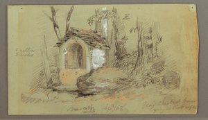 Rysunek, Sanktuarium w lesie, wrzesień 1868 r. autorstwa Frederic Edwin Church