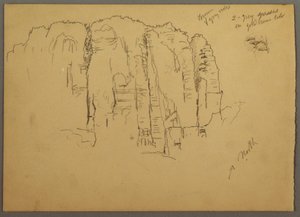 Rysunek, Szkice z Petry, Jordania, luty 1868 r. autorstwa Frederic Edwin Church