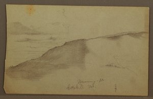 Rysunek, Pochyłe góry, prawdopodobnie lata 60. XIX wieku autorstwa Frederic Edwin Church