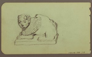 Rysunek, Statua Lwa, Skiff; Verso: Statua Lwa, grudzień 1883 r. autorstwa Frederic Edwin Church